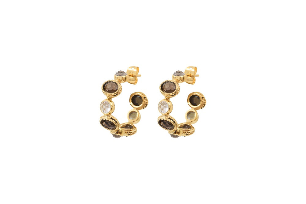 Leticia Ponti Charlotte créoles cristal quartz fumé 22 mm