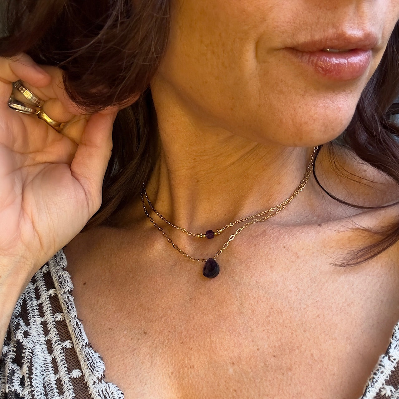 MAD SO CREATION Collier Josette quartz rose acier 39 cm