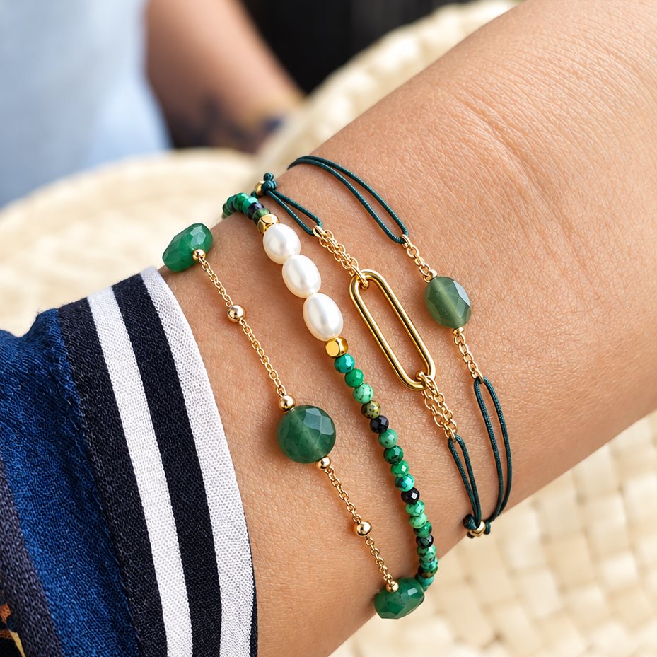 Ô PLUM Cordon Jade bracelet cordon plaqué or jade