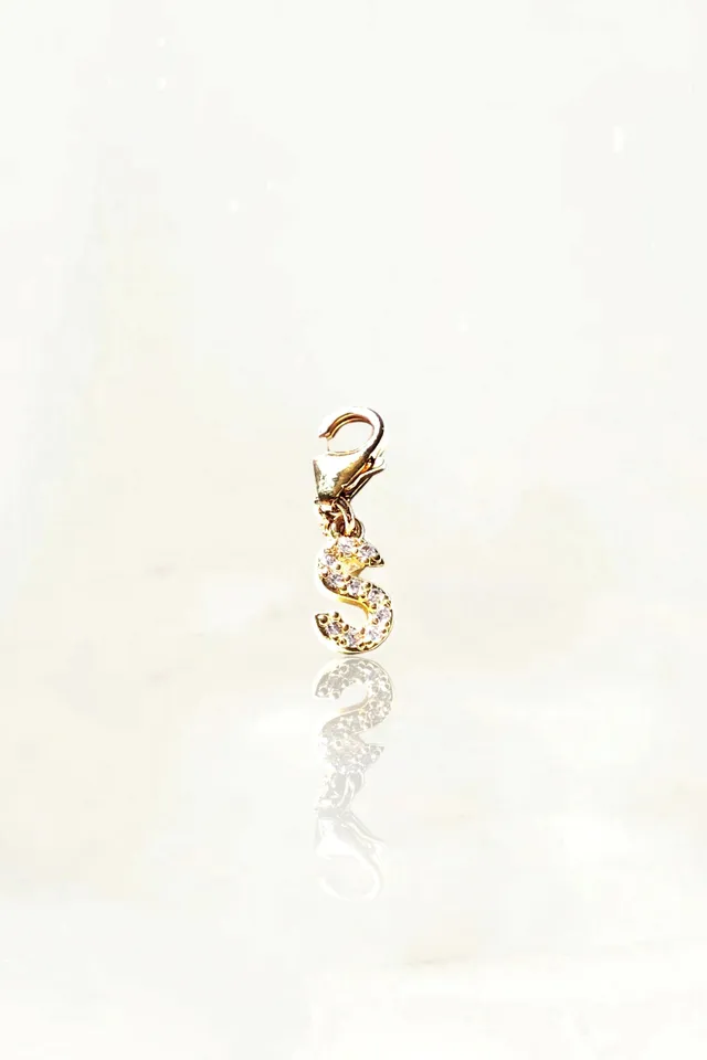 Ô Plum Lettre S breloque plaqué or zircons mousqueton