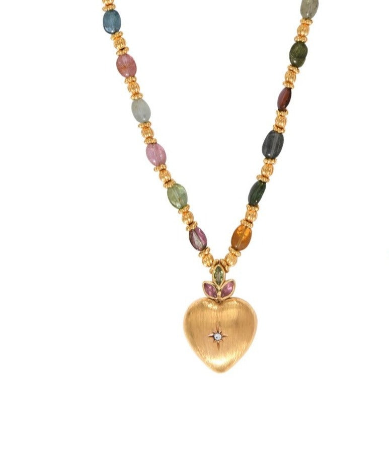Leticia Ponti Heart sautoir tourmalines coeur plaqué or