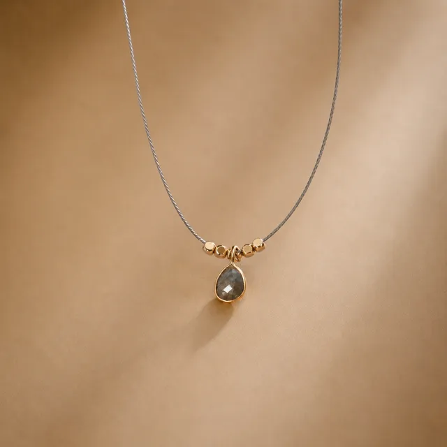 Ô Plum Colliers et Sautoirs collier cordon labradorite plaqué or 42 cm