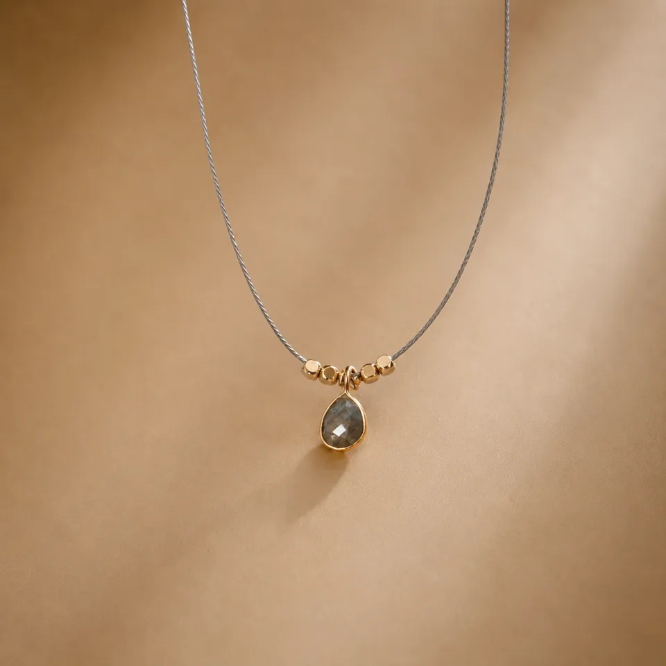 Ô Plum Colliers et Sautoirs collier cordon labradorite plaqué or 42 cm