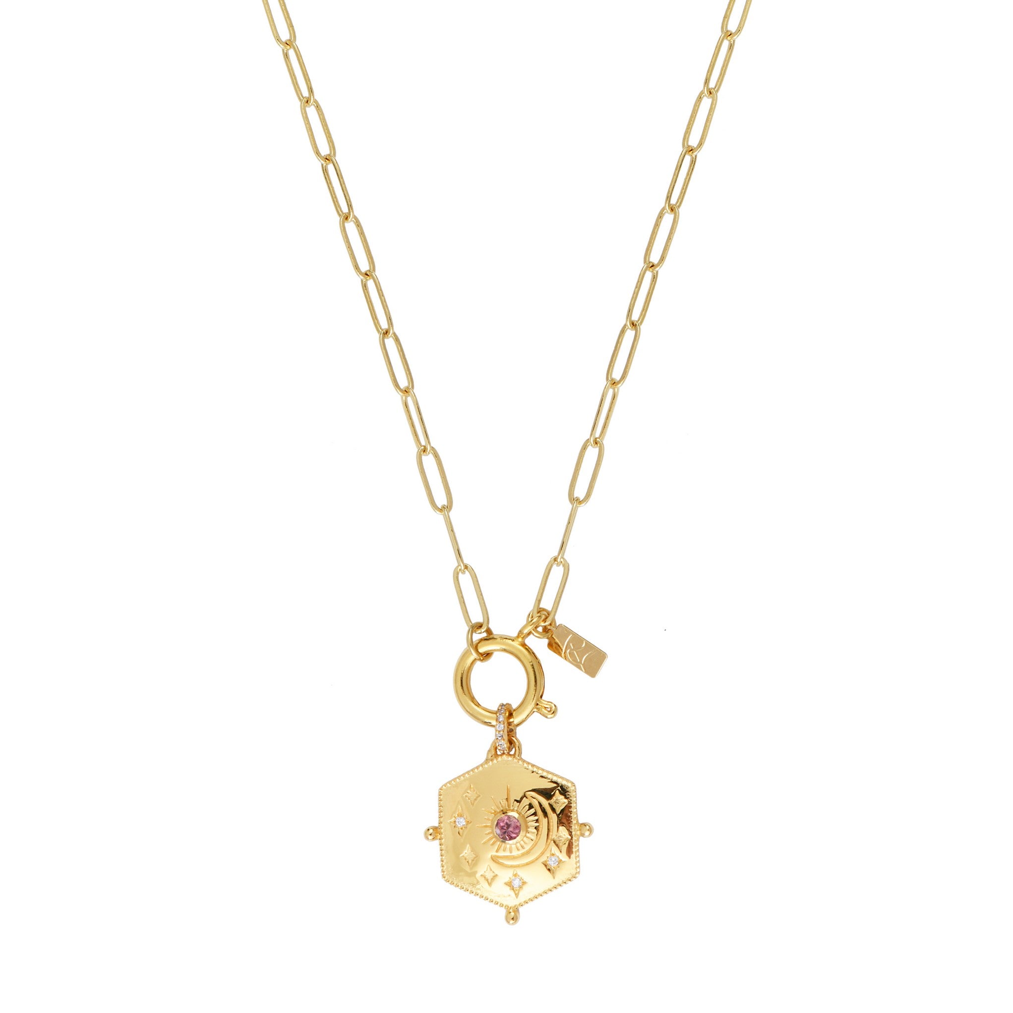 Leticia Ponti Moon collier tourmaline rose plaqué or