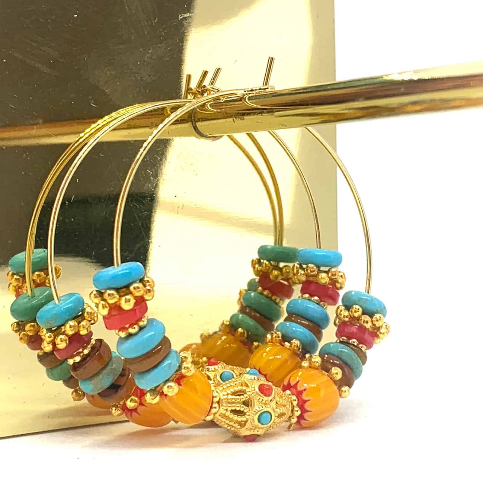 Hypnochic Lina boucles d'oreilles créoles multi-couleurs 4 cm