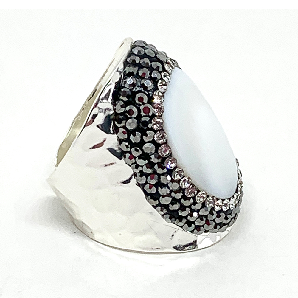 Hypnochic Strass bague nacre blanche ajustable