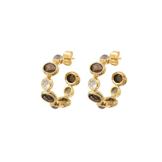 Leticia Ponti Charlotte créoles cristal quartz fumé 22 mm