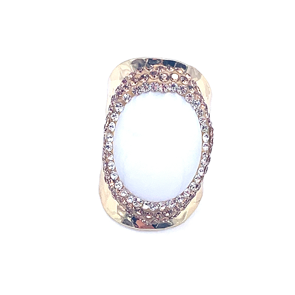 Hypnochic bague dorée strass pierre blanche ajustable