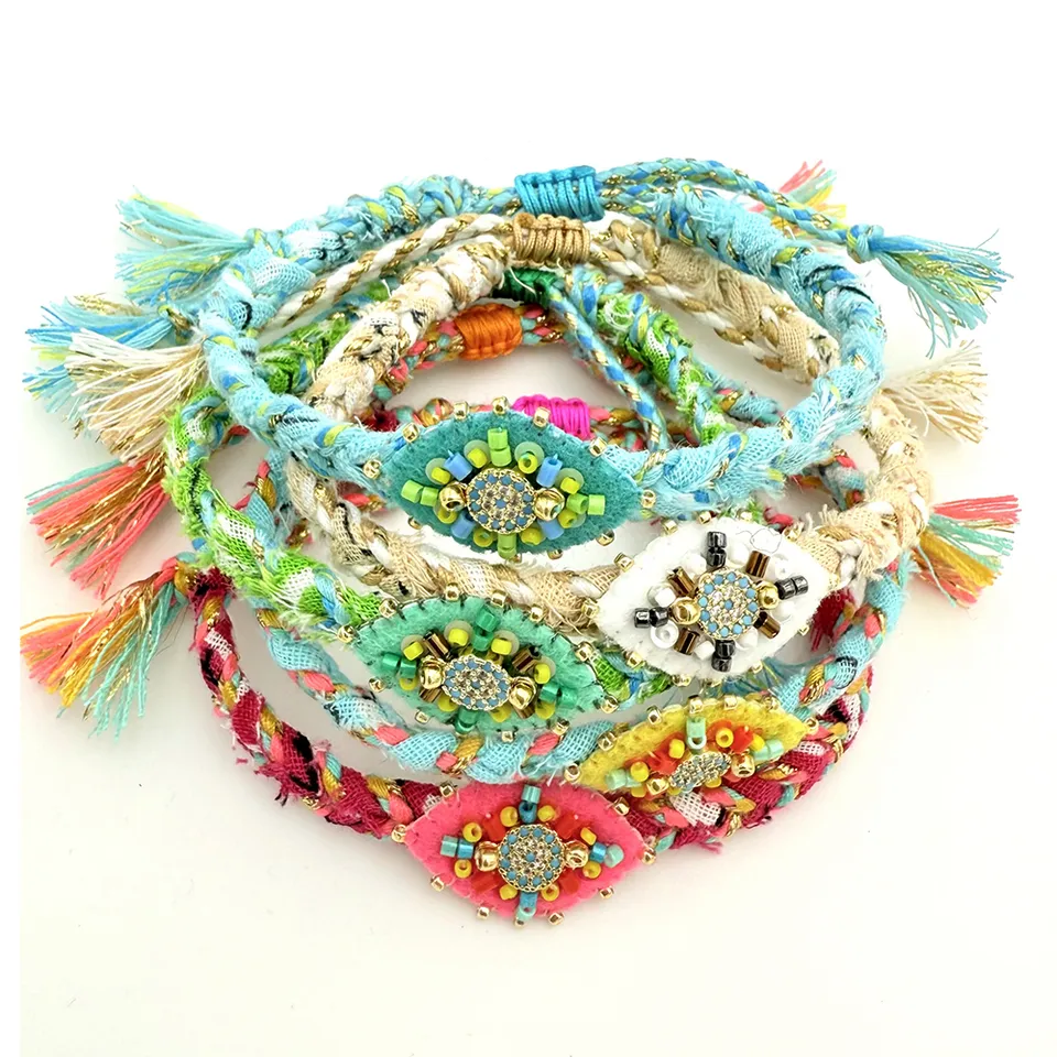 Hypnochic Bracelets Bandanas Œil Nazar tressé ajustable