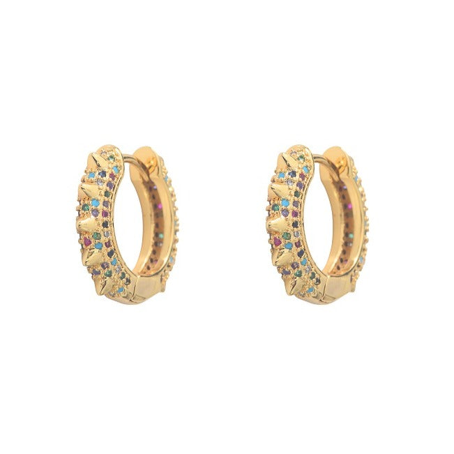 Leticia Ponti Rainbow Spike créoles zircons multicolores 20mm