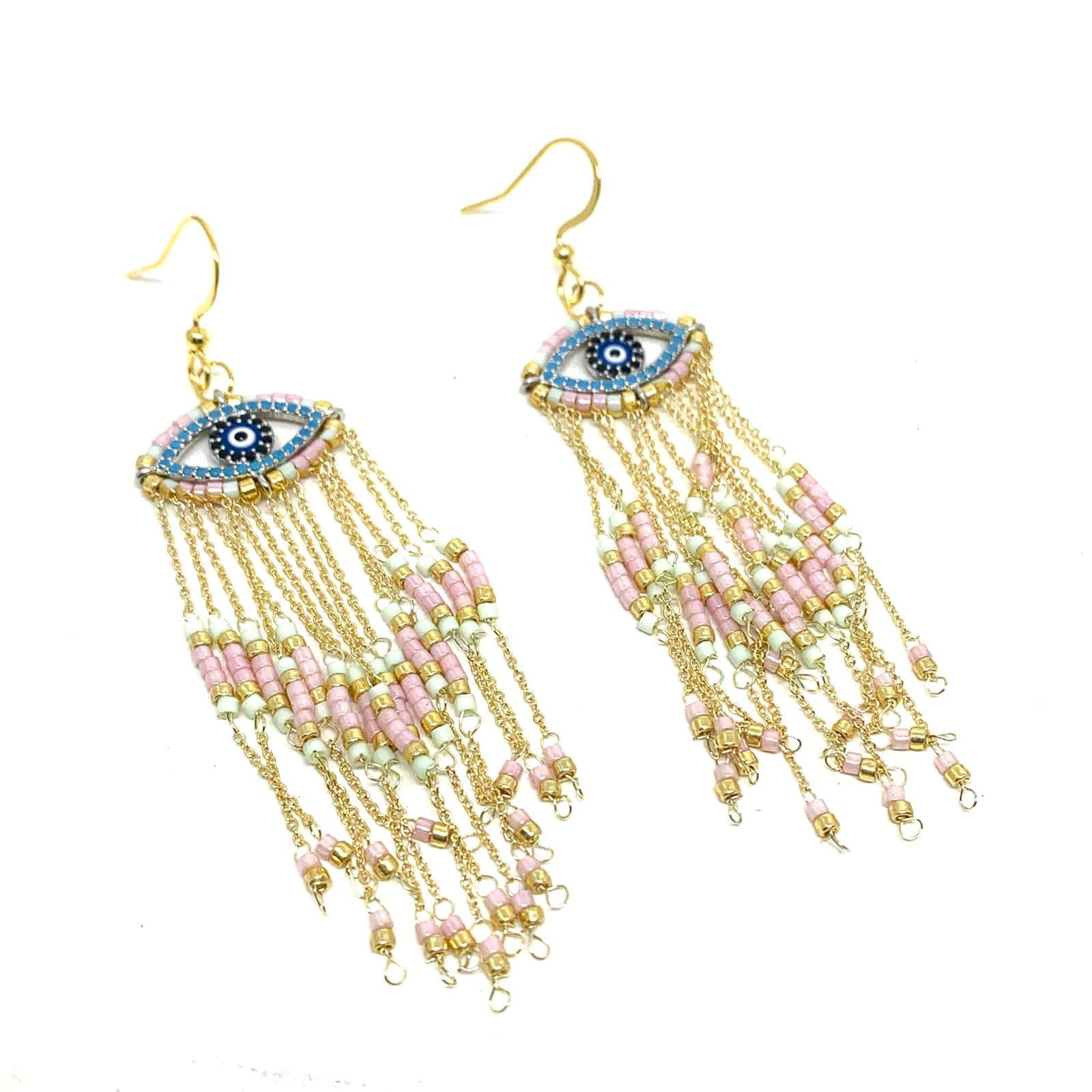 Hypnochic Satis Boucles d'Oreilles Dorées Œil Nacre