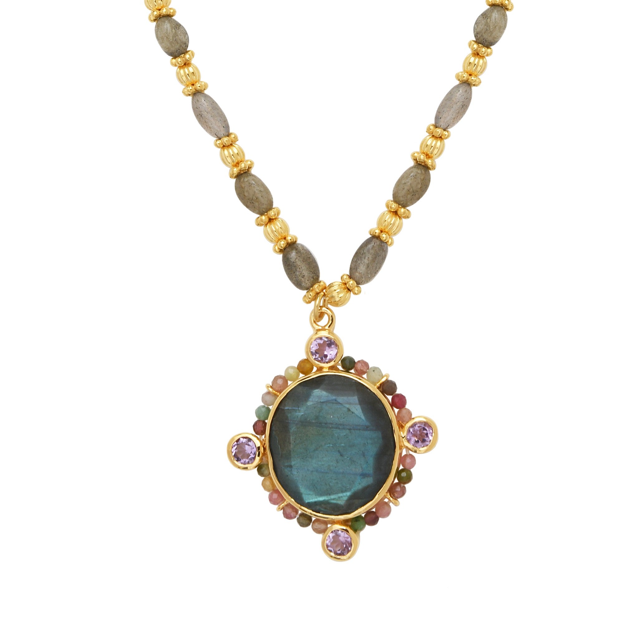 Leticia Ponti Joséphine XL collier labradorite perle 40 cm