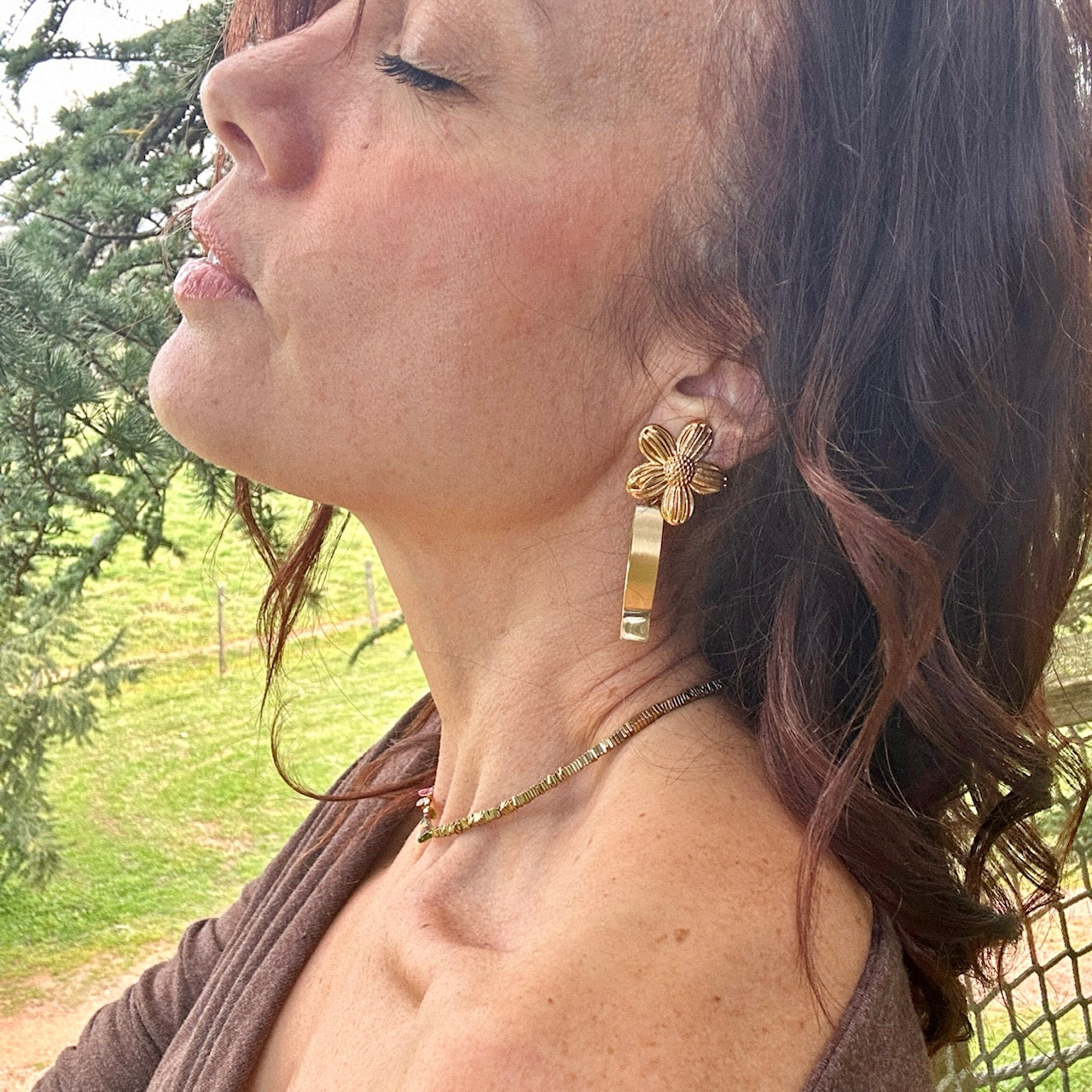 MAD SO CREATION Marguerite boucles d'oreilles clip fleur non percées