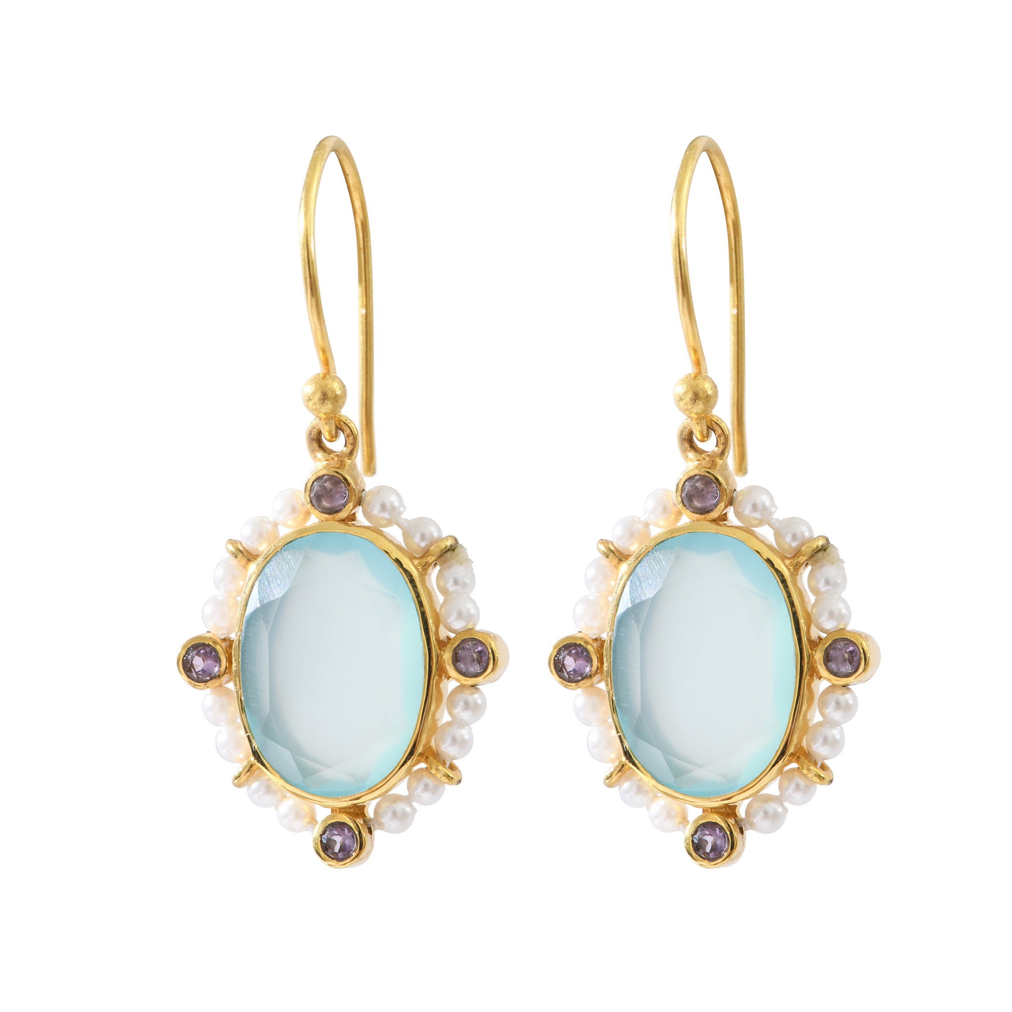 Leticia Ponti Joséphine boucles pierre labradorite plaqué or
