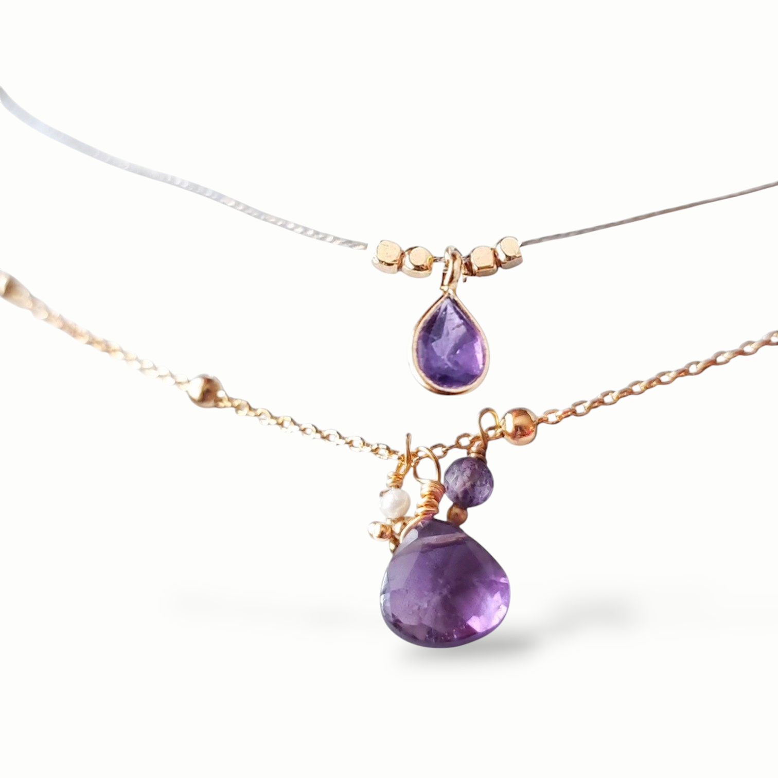 Ô Plum Colliers Grappe collier améthyste perle plaqué or 50cm