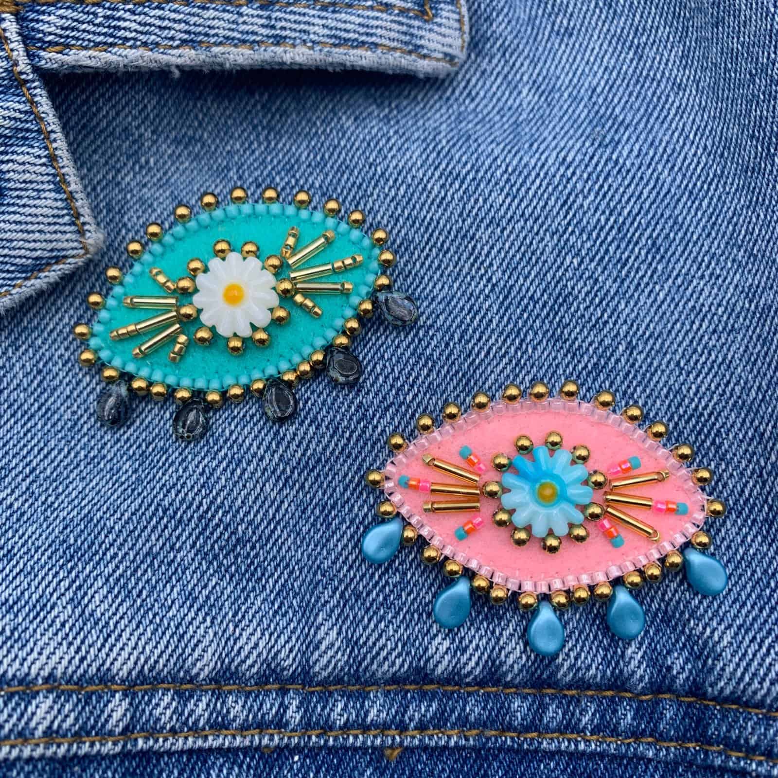 Hypnochic Accessoires Broche Oeil Ex Voto Rose Dorée Perles