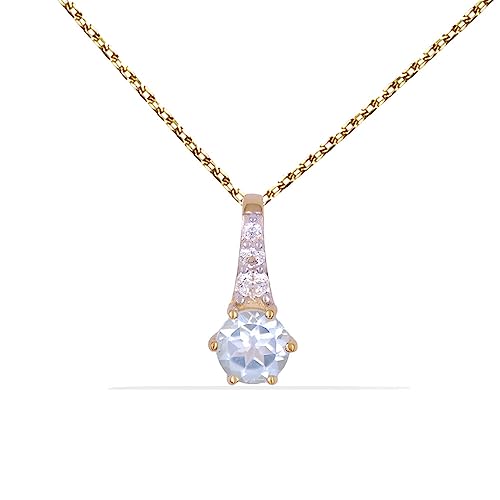 L'Atelier d'Azur Pendentif Topaze Bleue Zirconiums collier or jaune
