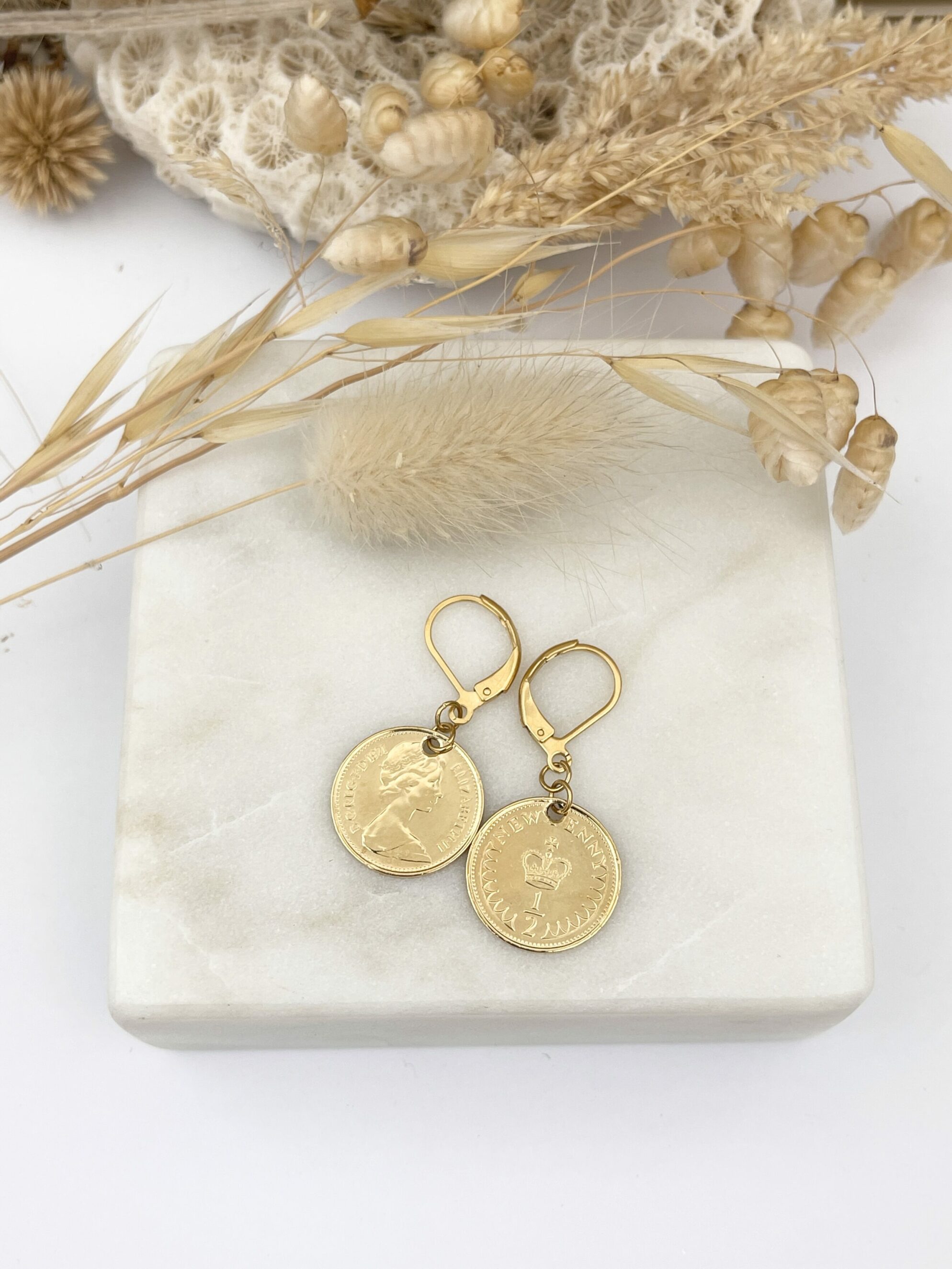Le P’tit Franc 1/2 Penny boucles d’oreilles dormeuses