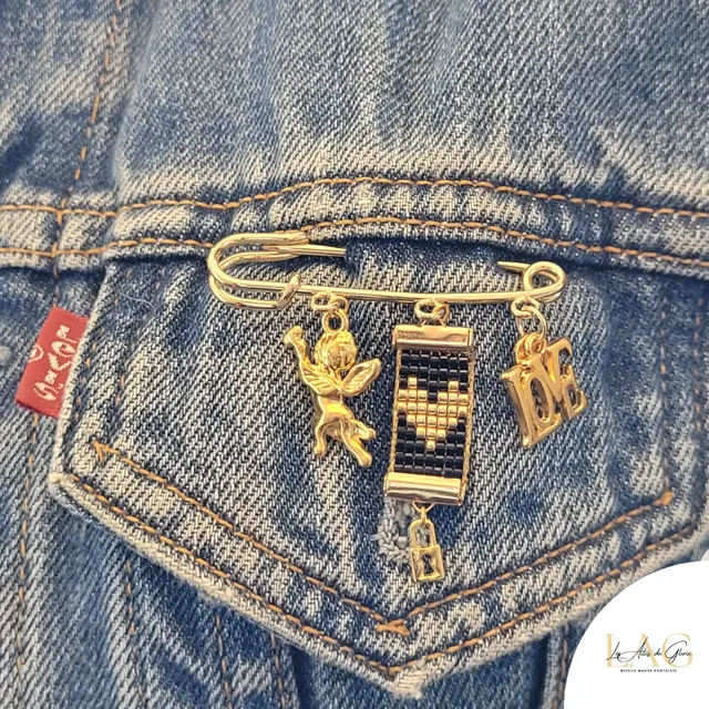 Les Ailes de Gloria Angel Black broche cœur noir