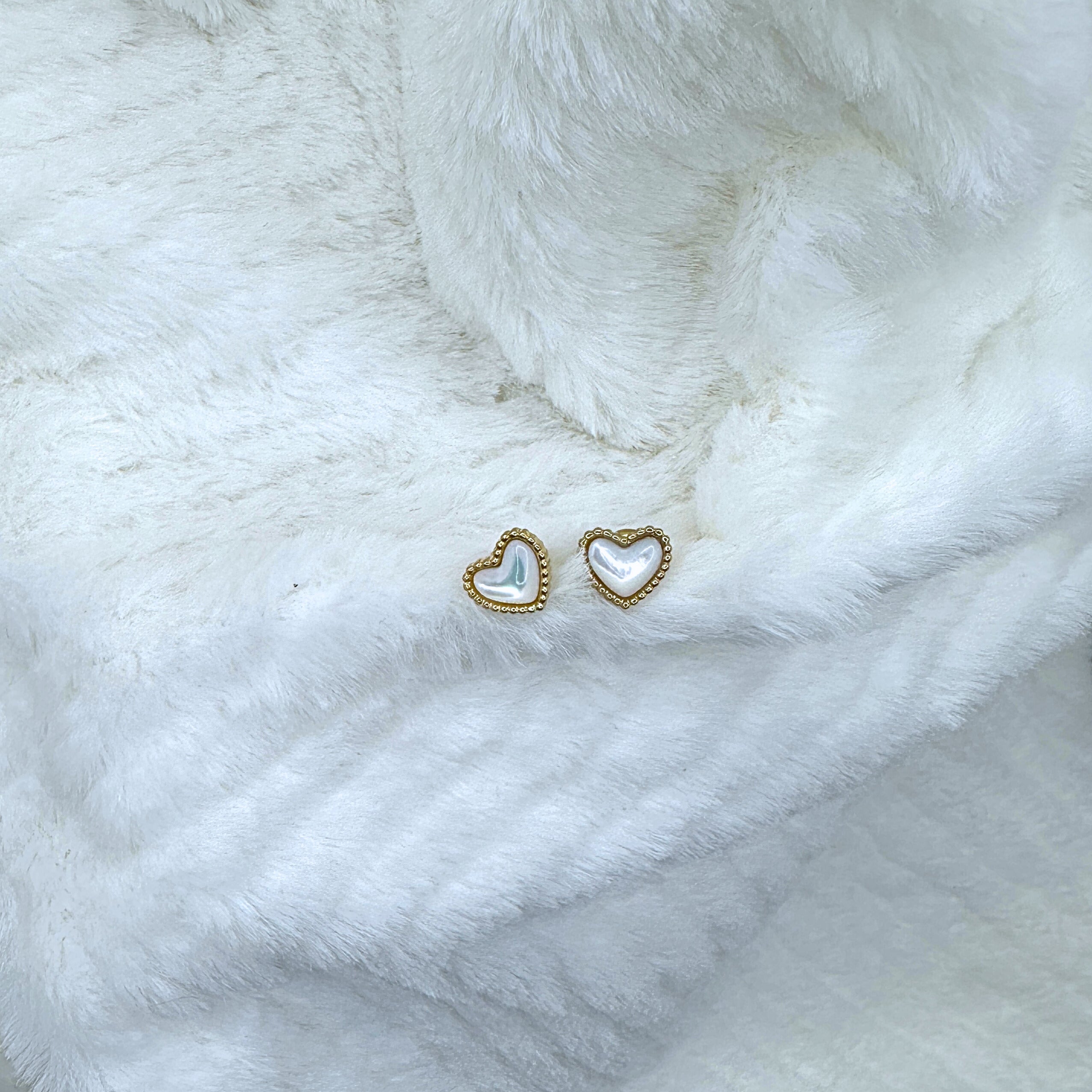 MAD SO CREATION Amore puces d'oreilles cœur nacre doré