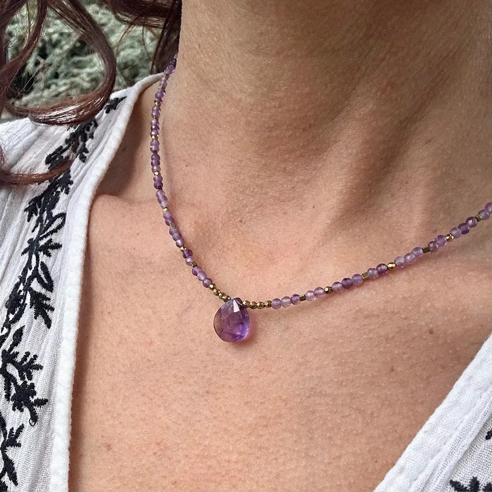 Mad So Creation Aïana collier améthyste violet 43cm