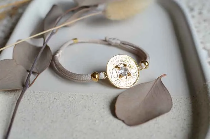 Le P'tit Franc Fraternité Étoilé bracelet cordon 21 mm doré
