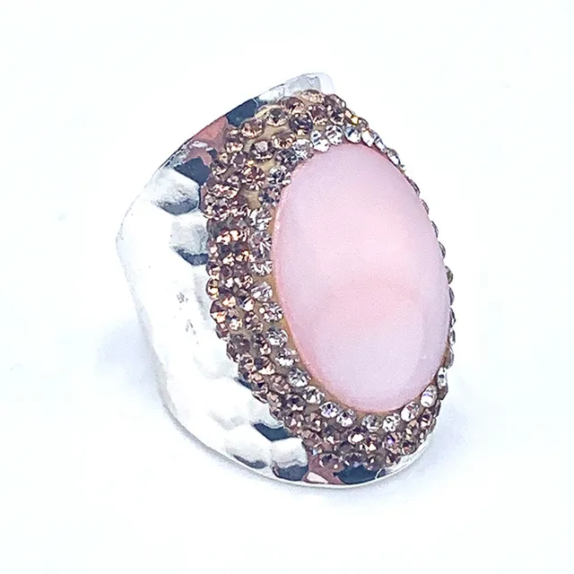 Hypnochic Opale bague argentée strass pierre ajustable