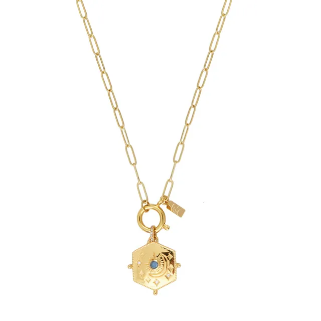 Leticia Ponti Moon collier tourmaline rose plaqué or