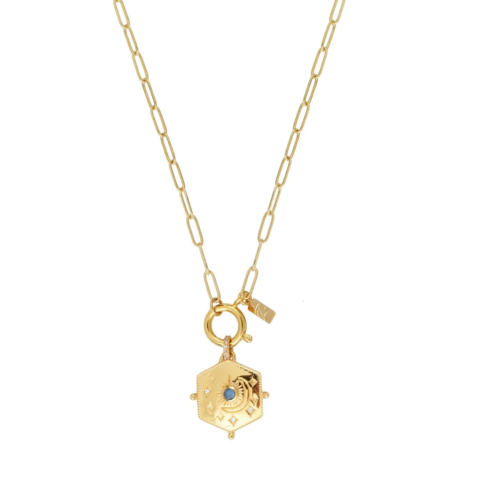 Leticia Ponti Moon collier tourmaline rose plaqué or