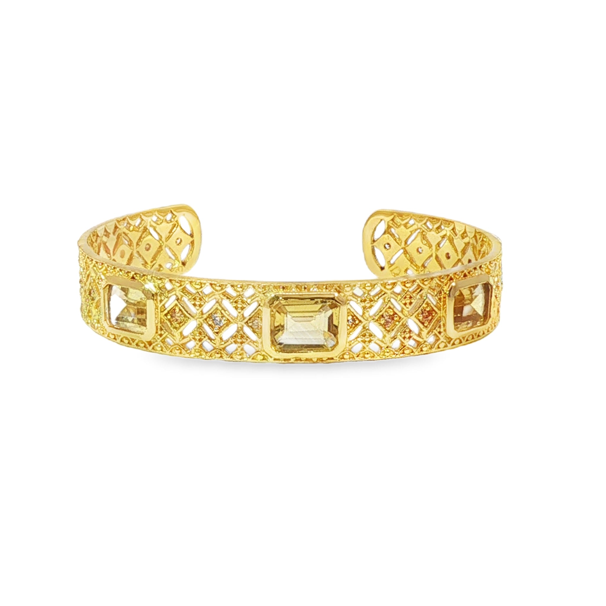 Leticia Ponti Eugénie manchette citrine plaqué or réglable