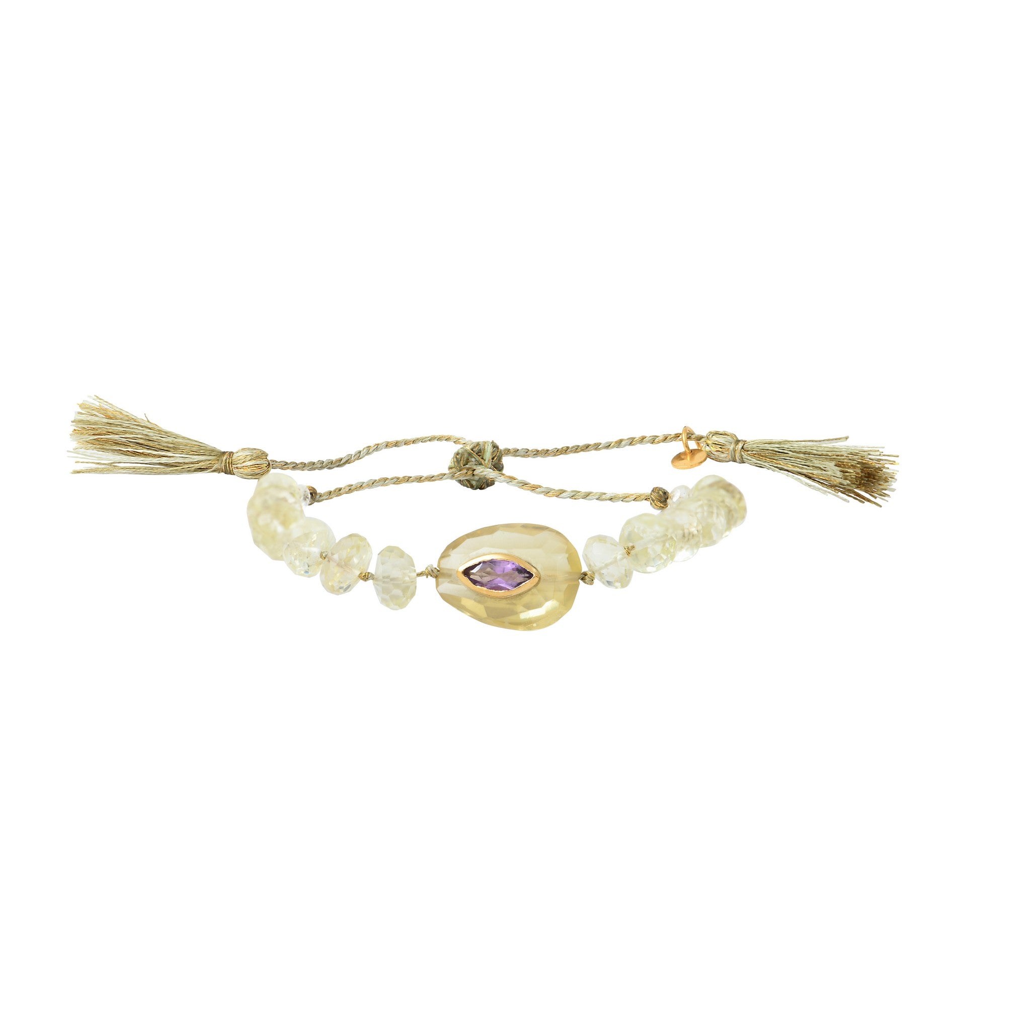 Leticia Ponti Porte Bonheur bracelet quartz lemon cordon
