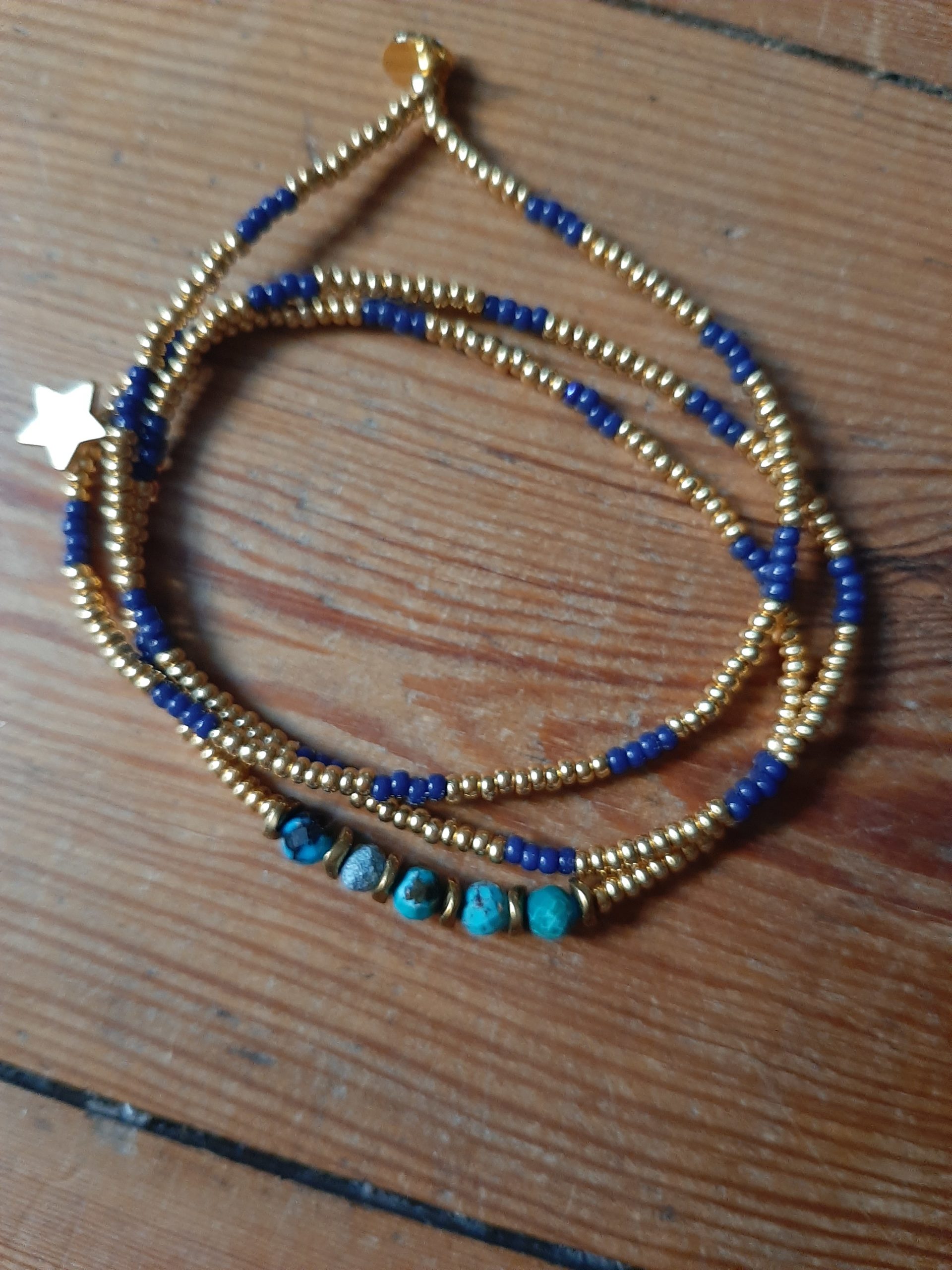 Les Ailes de Gloria Multirangs African Blue bracelet bleu