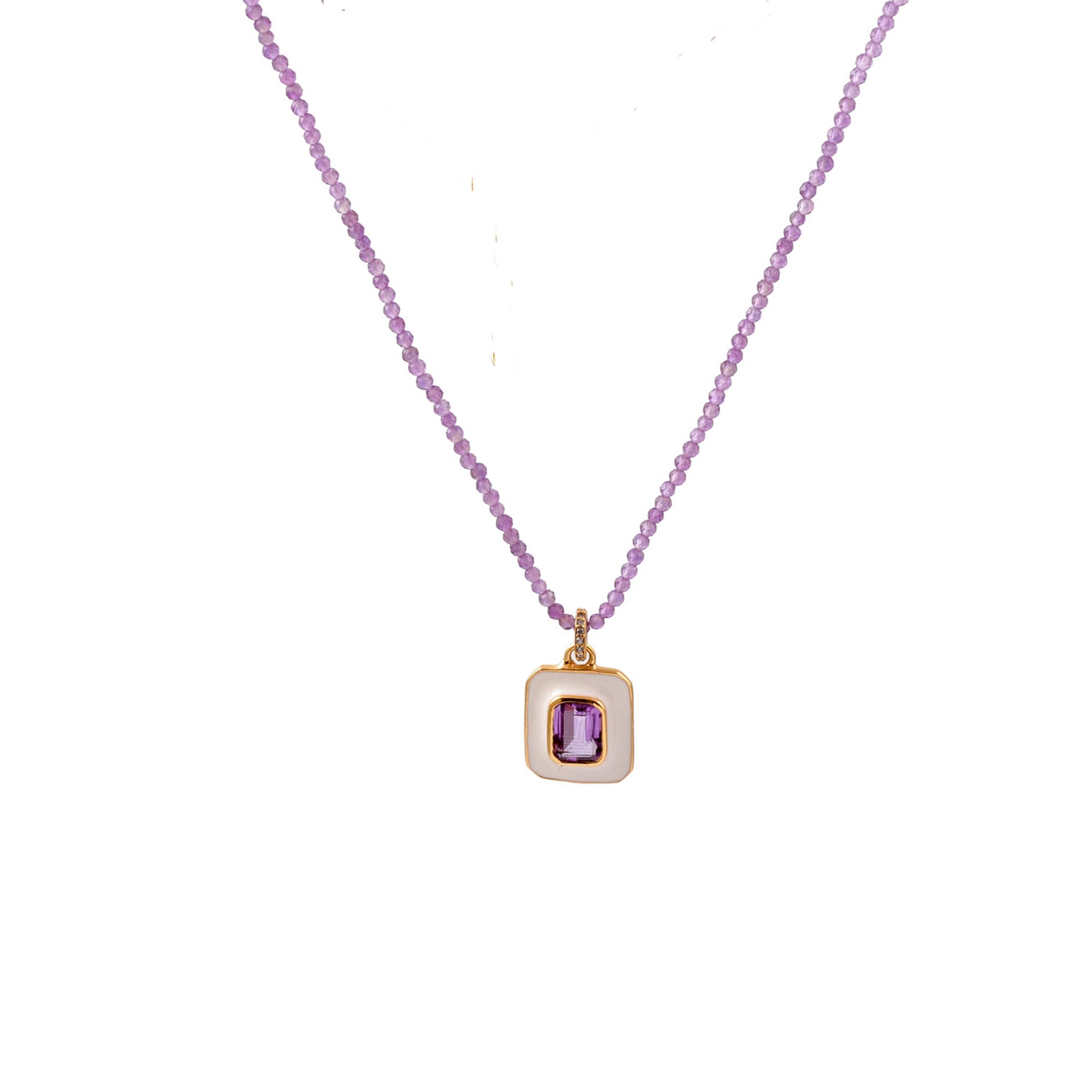 Leticia Ponti Laura collier améthyste pendentif émaillé 40 cm