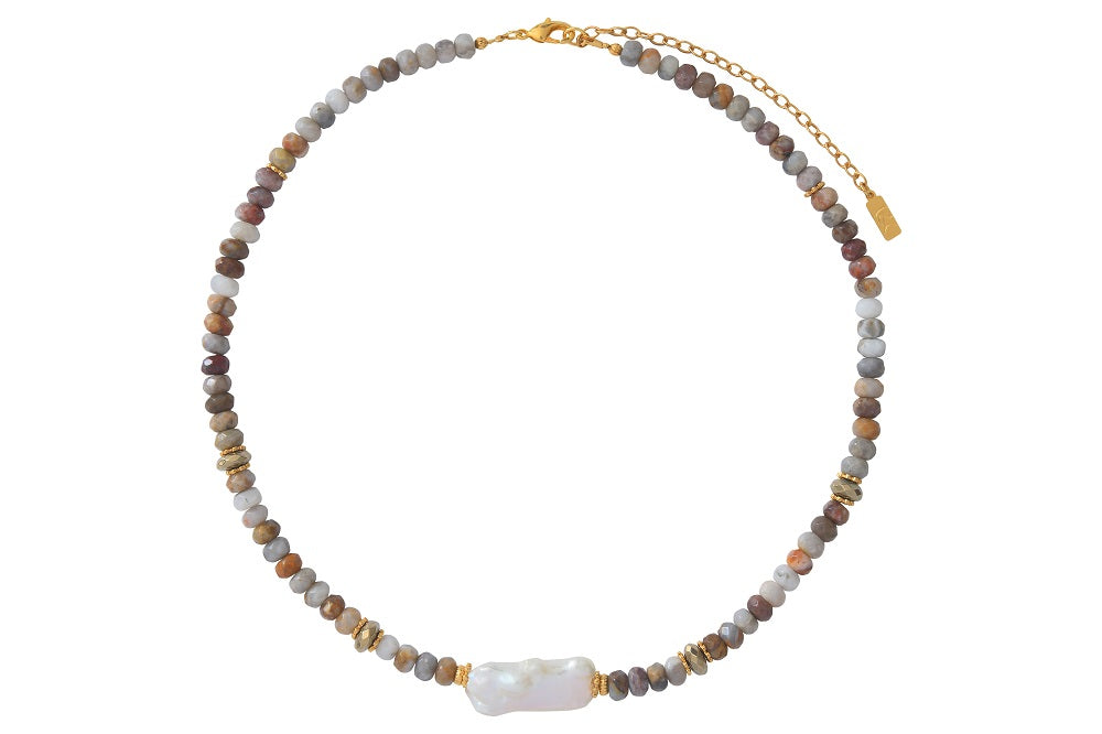 Leticia Ponti Clara collier agathe perle baroque 45 cm