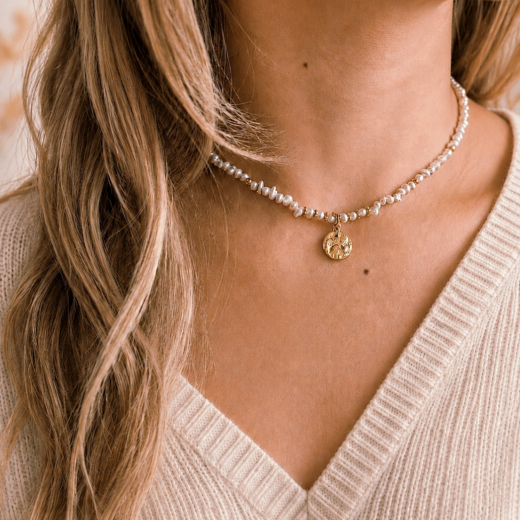 Ô PLUM MILA collier plaqué or 42 cm perles d'eau douce