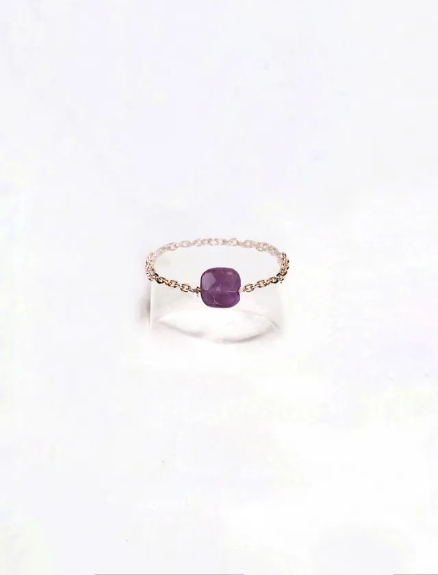 Ô PLUM Hanna bague chaîne améthyste plaqué or taille 52