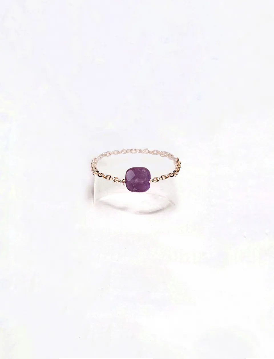 Ô PLUM Hanna bague chaîne améthyste plaqué or taille 52