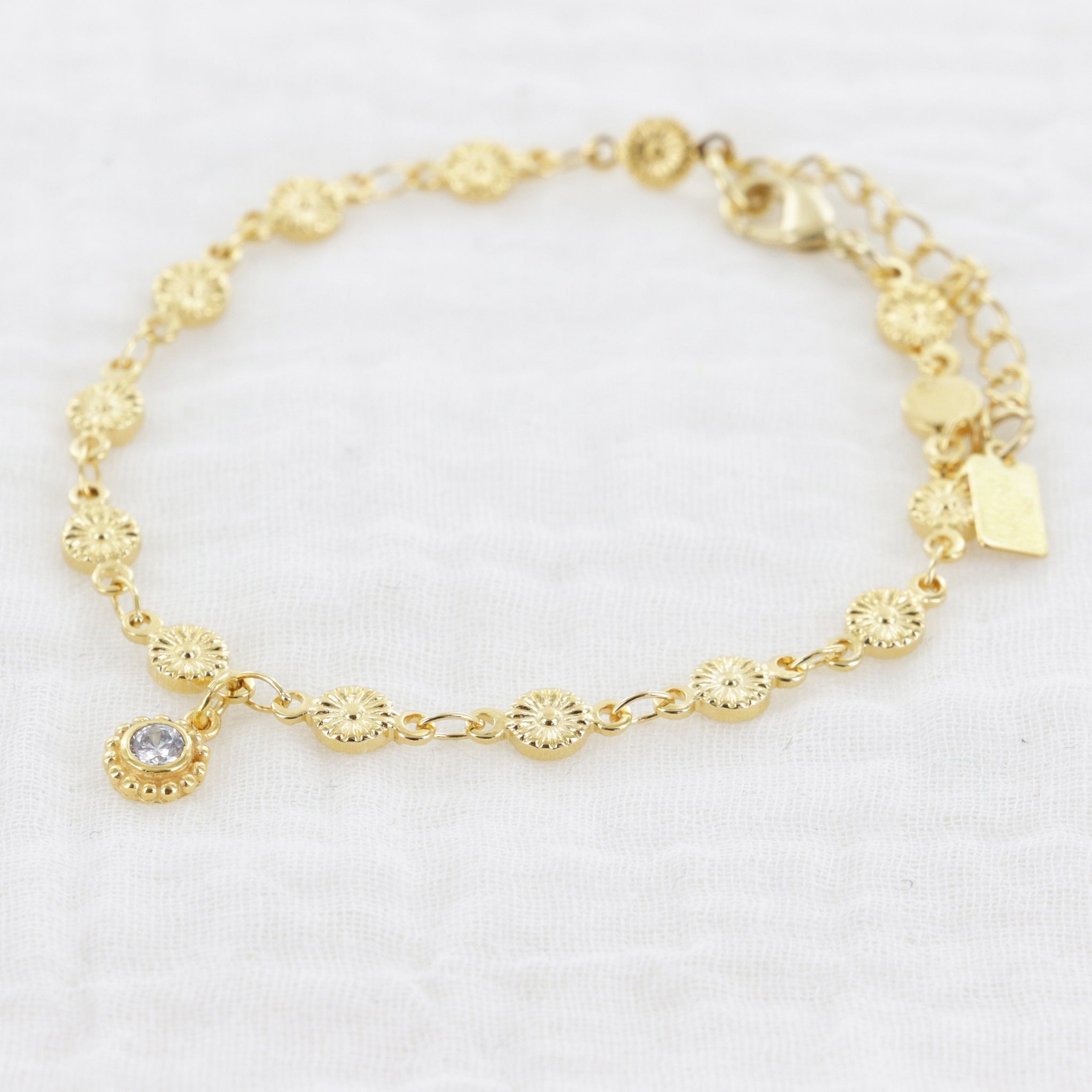 Leticia Ponti Tina Bracelet zircon plaqué or 16 cm