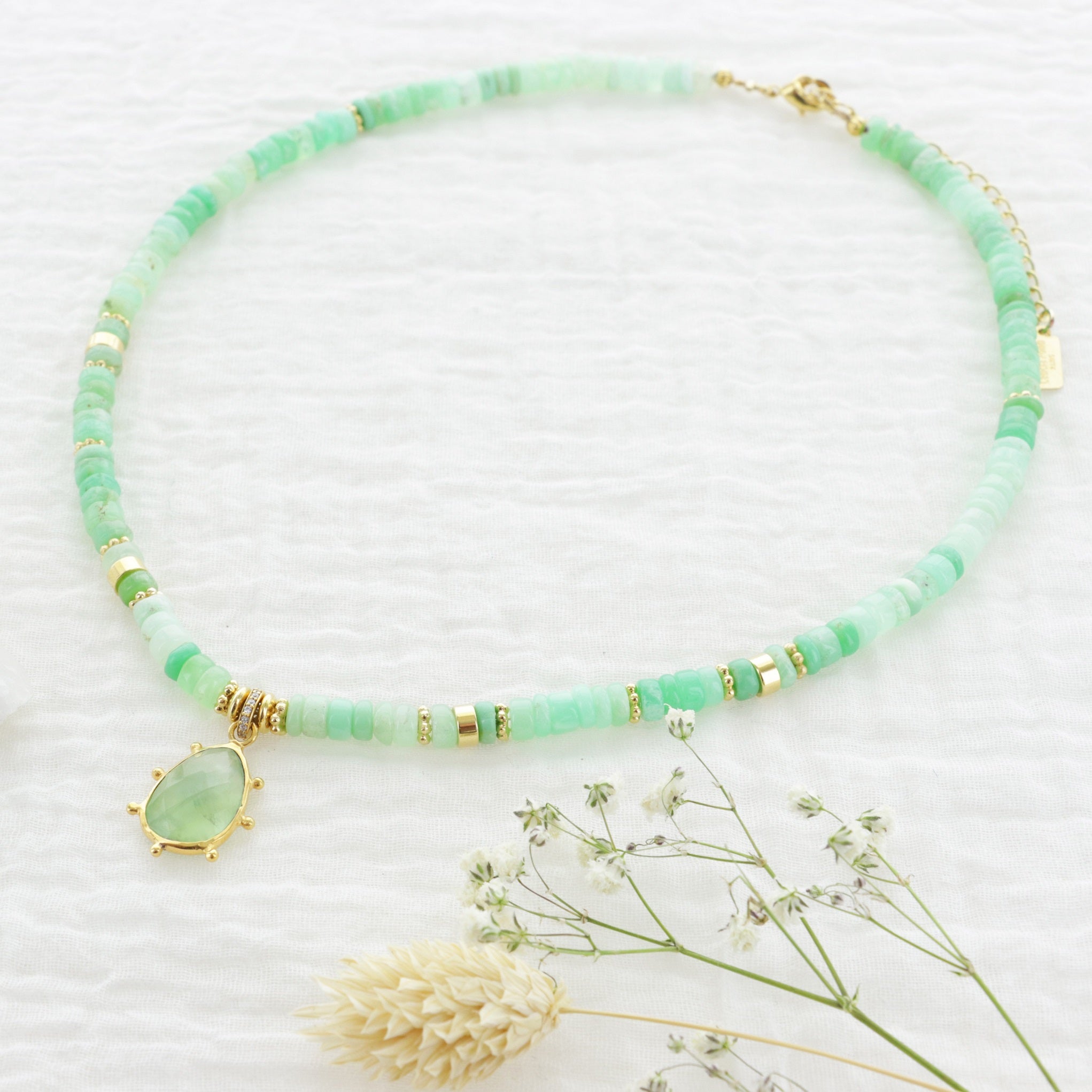 Leticia Ponti Héloïse choker pierre de lune plaqué or 38 cm
