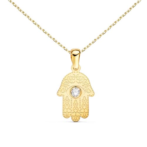 L'Atelier d'Azur Main de Fatma collier or jaune 18 carats zircon