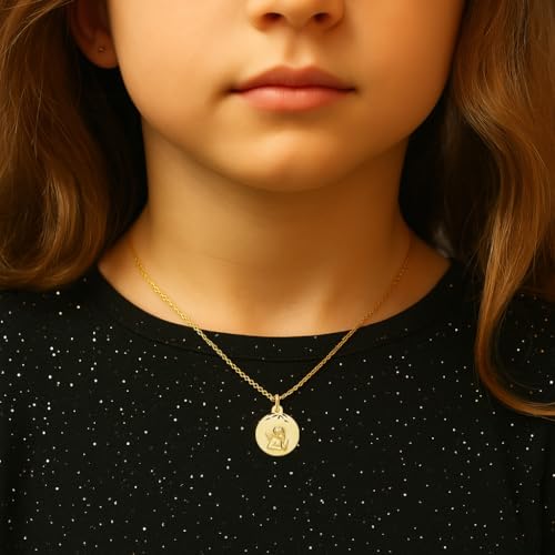 L'Atelier d'Azur Collier Médaille Ange Or Jaune + Chaîne Gravure