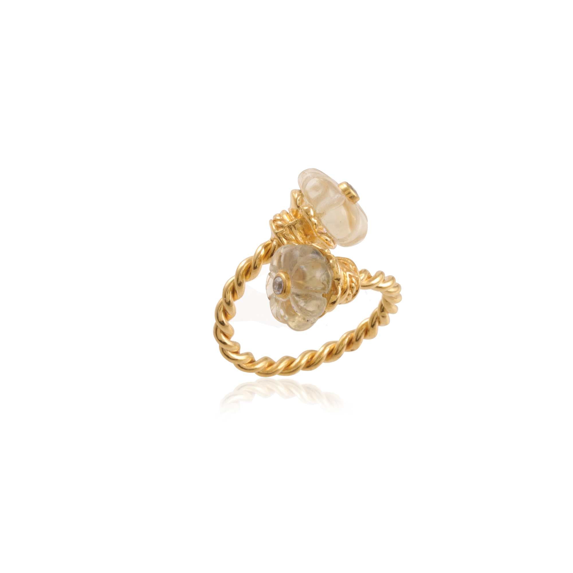 Leticia Ponti Odelia bague fleur aventurine quartz rose ajustable