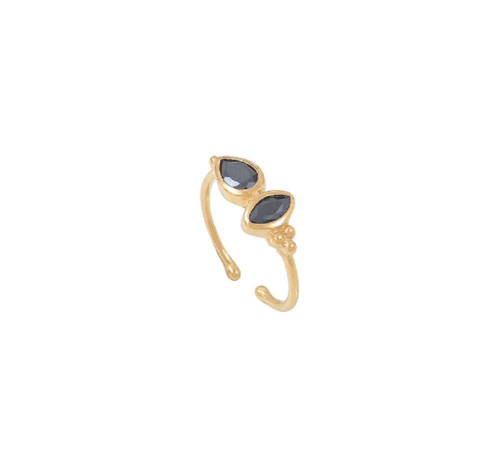 Leticia Ponti Jolene bague labradorite ajustable plaqué or