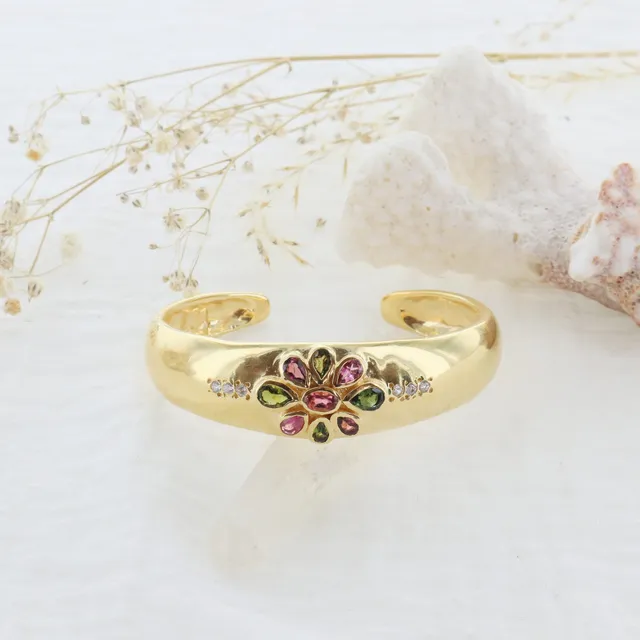 Leticia Ponti Lily manchette tourmaline ajustable plaqué or