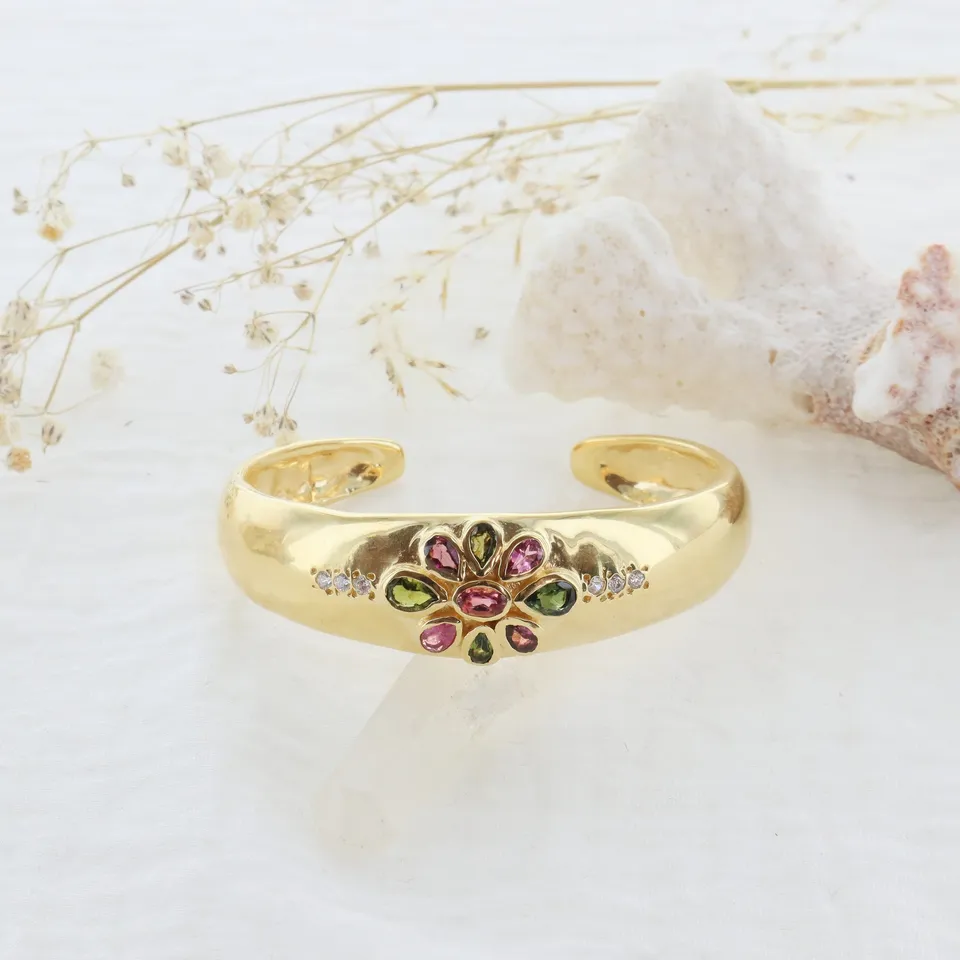 Leticia Ponti Lily manchette tourmaline ajustable plaqué or