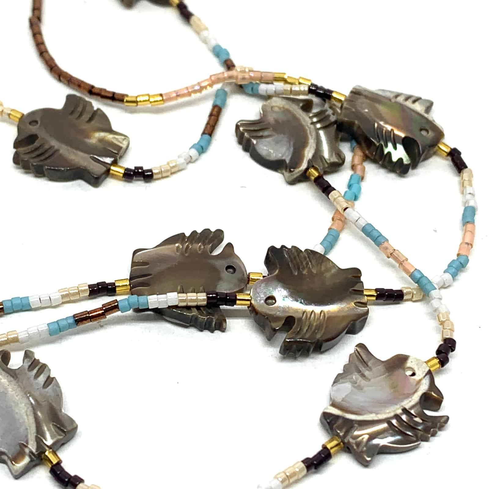 HYPNOCHIC TOTEM sautoir long nacré oiseau perles Miyuki