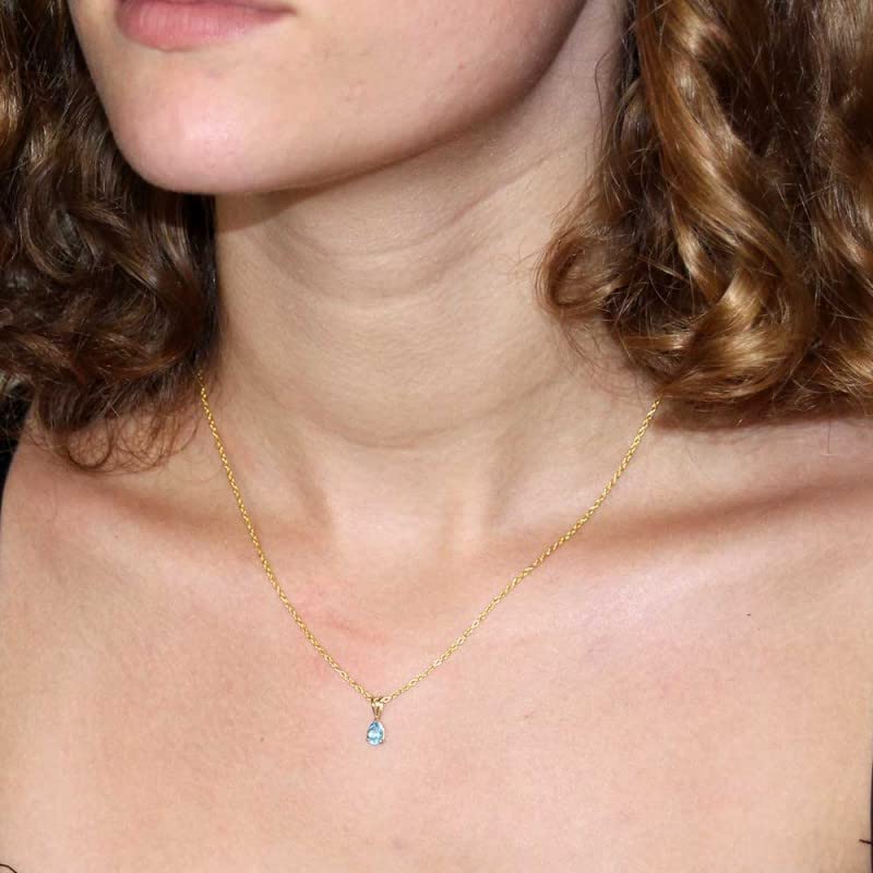 L'Atelier d'Azur Pendentif Topaze Bleue Goutte Or Collier Femme