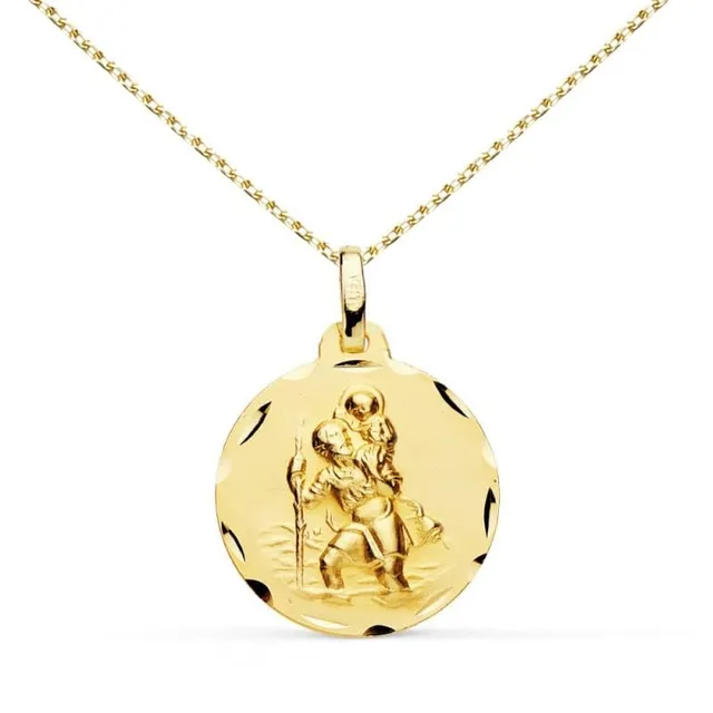 L'Atelier d'Azur Saint Christophe collier médaille or jaune gravure offerte