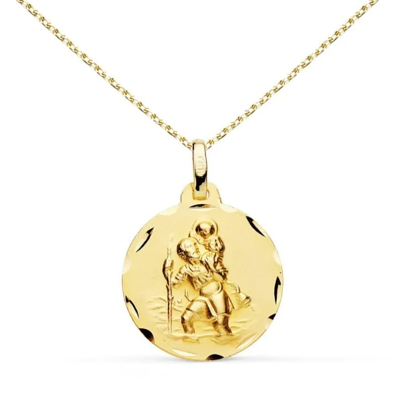 L'Atelier d'Azur Saint Christophe collier médaille or jaune gravure offerte