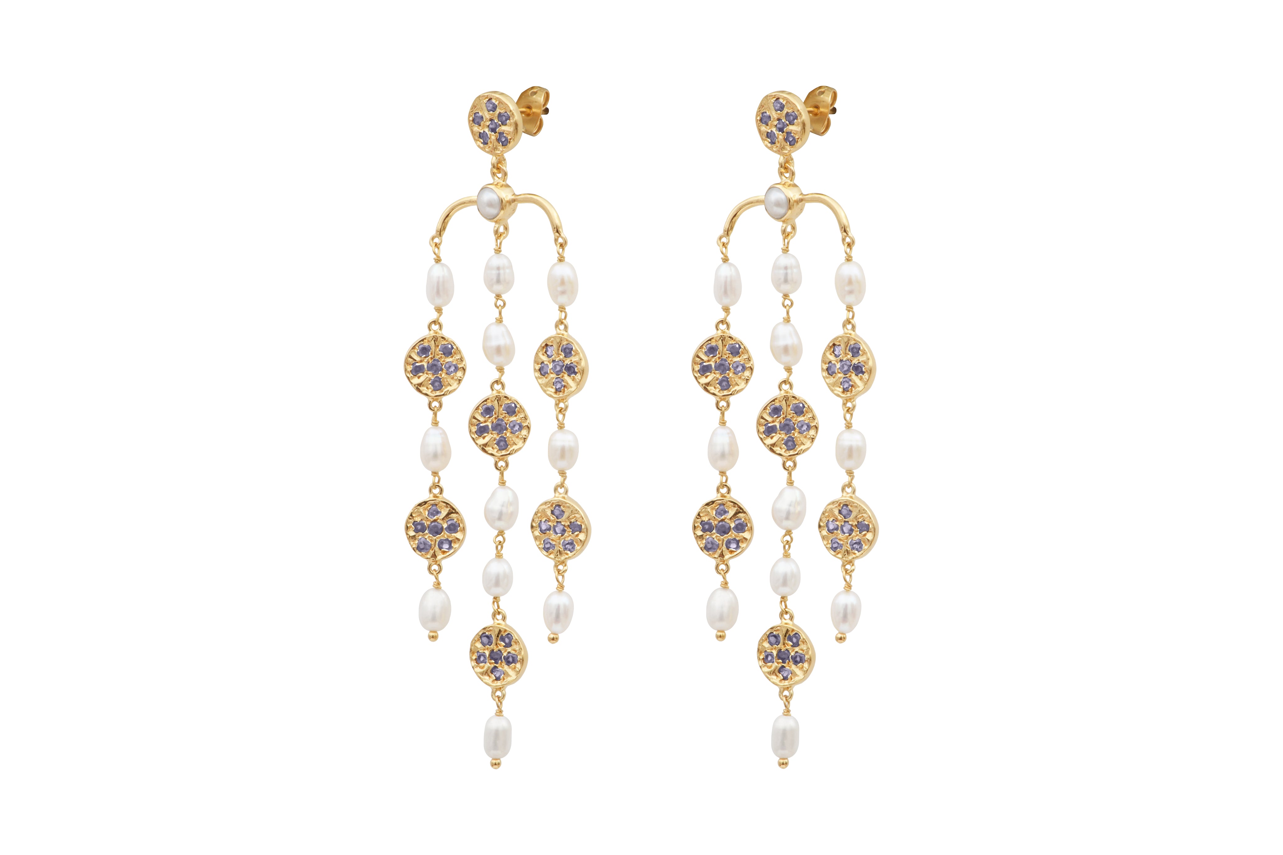 Leticia Ponti Gina XL boucles iolite perle plaqué or
